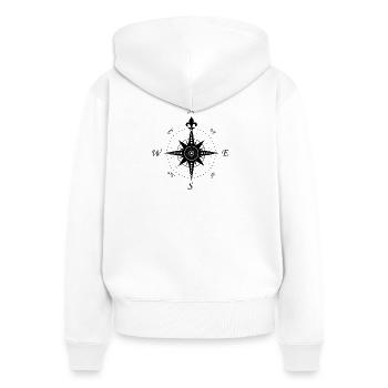 Rose des vents - boussole - rétro - Sweat à capuche zippé Premium bio Femme - blanc - Dos - AI Model Female 172 light (172cm)