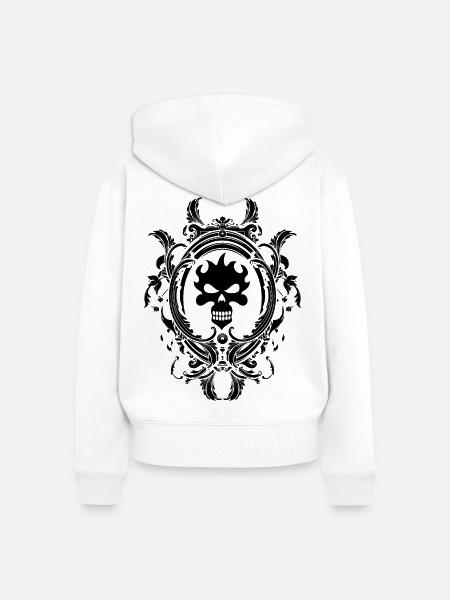 Totenkopf - Frauen Premium Bio Zip Hoodie - Weiß