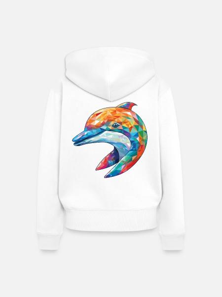 Delphin Bunte Aquarell-Tierillustration - Frauen Premium Bio Zip Hoodie - Weiß