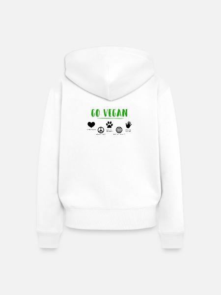 GO VEGAN - Frauen Premium Bio Zip Hoodie - Weiß