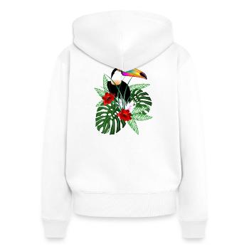 Vogel Tukan - Frauen Premium Bio Zip Hoodie - Weiß - Hinten - AI Model Female 172 light (172cm)