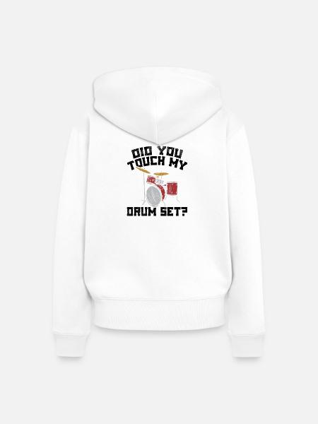 Schlagzeuger Schlagzeug - Frauen Premium Bio Zip Hoodie - Weiß