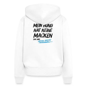 Mein Hund hat keine Macken das sind Special Effect - Frauen Premium Bio Zip Hoodie - Weiß - Hinten - AI Model Female 172 light (172cm)