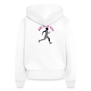 Marathon - Frauen Premium Bio Zip Hoodie - Weiß - Hinten - AI Model Female 172 light (172cm)