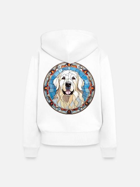 Große Pyrenäen Hunderasse Aquarellglas - Frauen Premium Bio Zip Hoodie - Weiß