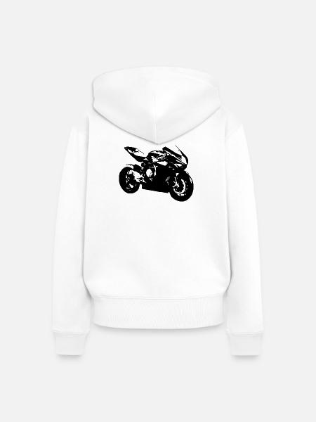 Motorrad - Frauen Premium Bio Zip Hoodie - Weiß