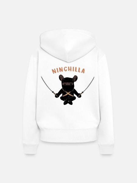 Flauschiger Samurai Chinchilla - Frauen Premium Bio Zip Hoodie - Weiß