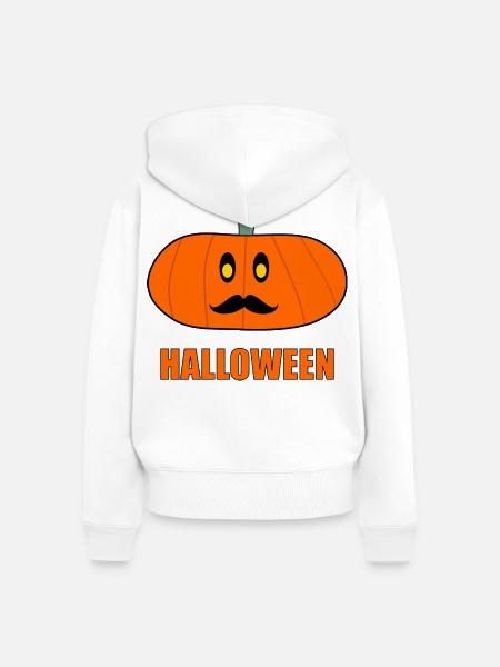 HALLOWEEN. KÜRBIS. HALLOWEEN-KÜRBIS - Frauen Premium Bio Zip Hoodie - Weiß