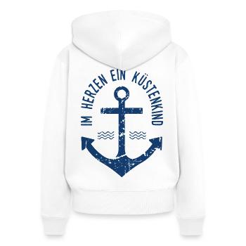 Im Herzen ein Küstenkind - Frauen Premium Bio Zip Hoodie - Weiß - Hinten - AI Model Female 172 light (172cm)