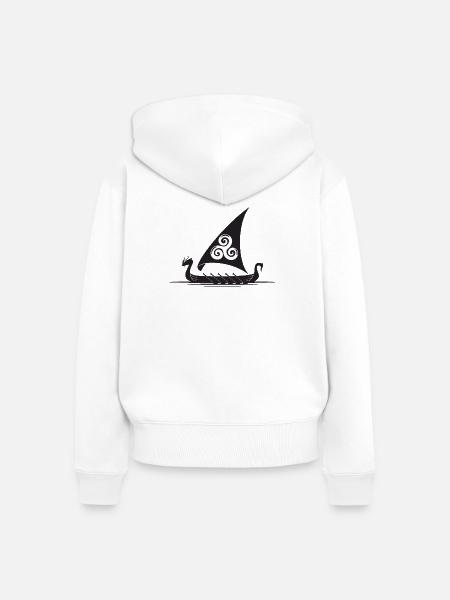Vikingerschiff Triskel Segel - Frauen Premium Bio Zip Hoodie - Weiß