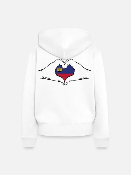 Liechtenstein Flagge Herzform - Frauen Premium Bio Zip Hoodie - Weiß