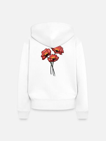 Mohnblumen - Frauen Premium Bio Zip Hoodie - Weiß