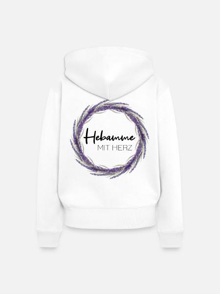 Hebamme mit Herz - Frauen Premium Bio Zip Hoodie - Weiß