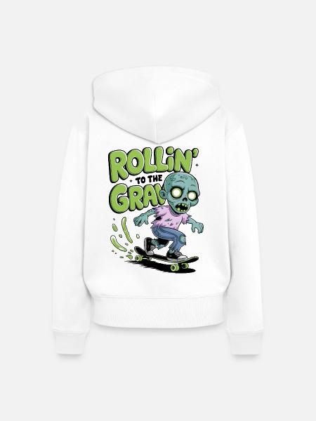 Rollin zum Grab - Frauen Premium Bio Zip Hoodie - Weiß