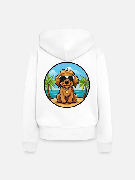 Cockapoo Hunderasse Cartoon Sonnenbrille Strand - Frauen Premium Bio Zip Hoodie - Weiß