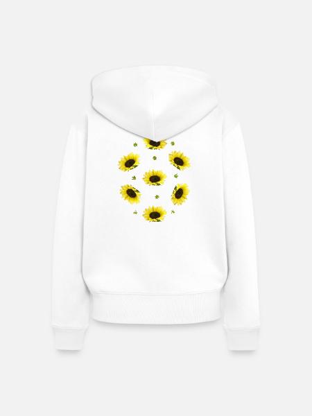 Sonnenblumen - Frauen Premium Bio Zip Hoodie - Weiß