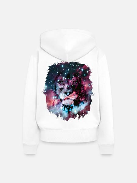 Löwe - Frauen Premium Bio Zip Hoodie - Weiß