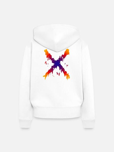 Regenbogen X Farbfluss Muster - Frauen Premium Bio Zip Hoodie - Weiß