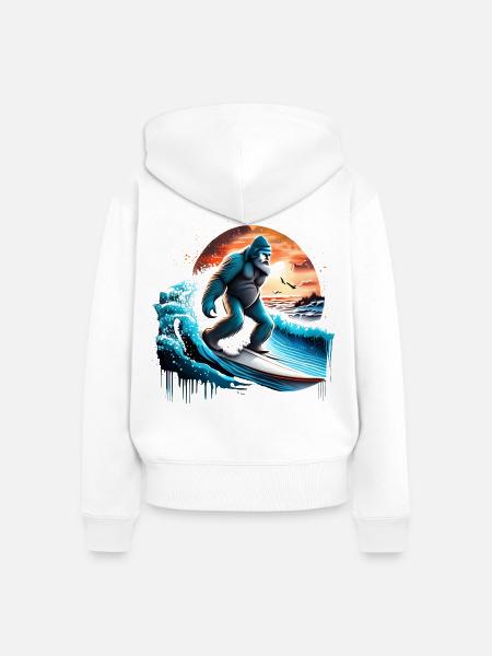 Big Foot Surfen - Frauen Premium Bio Zip Hoodie - Weiß