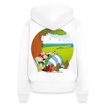 Asterix & Obelix Machen Siesta Mit Idefix - Frauen Premium Bio Zip Hoodie - Weiß - Hinten - AI Model Female 172 light (172cm)