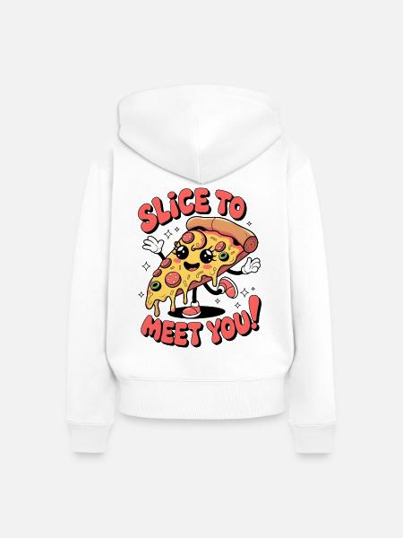 Slice, um Sie zu treffen! - Frauen Premium Bio Zip Hoodie - Weiß