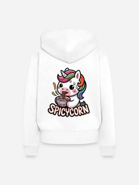 Spicycorn - Frauen Premium Bio Zip Hoodie - Weiß