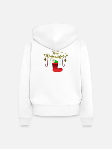 Frohe Weihnachten Candy Nikolausstiefel - Frauen Premium Bio Zip Hoodie - Weiß