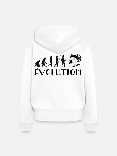 Evolution Vom Affen zum Surfer - Frauen Premium Bio Zip Hoodie - Weiß