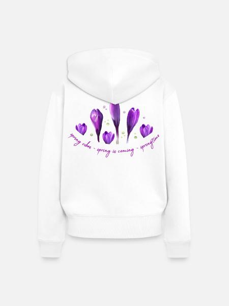 Krokusse Frühling - Frauen Premium Bio Zip Hoodie - Weiß