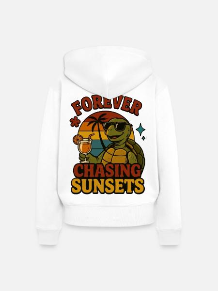Forever chasing sunsets - Frauen Premium Bio Zip Hoodie - Weiß