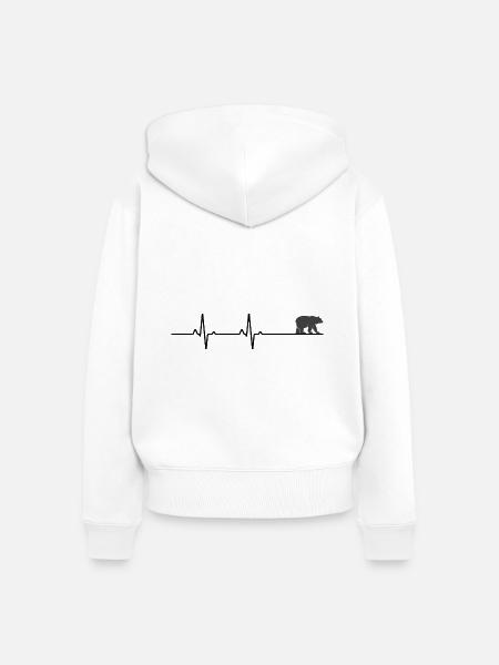 Bärenherzschlag - Frauen Premium Bio Zip Hoodie - Weiß