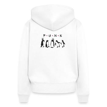 Punk Penguins - Frauen Premium Bio Zip Hoodie - Weiß - Hinten - AI Model Female 172 light (172cm)