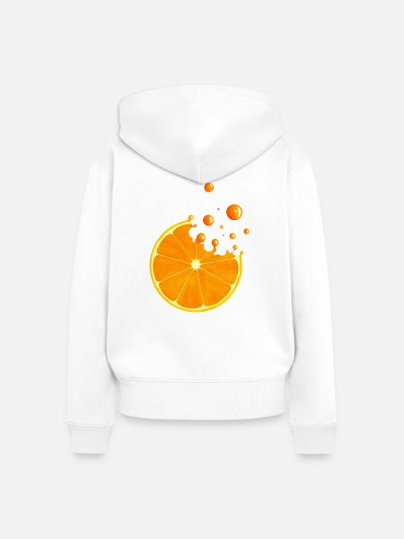Saftige Orangenscheibe mit Spritzern - Frauen Premium Bio Zip Hoodie - Weiß