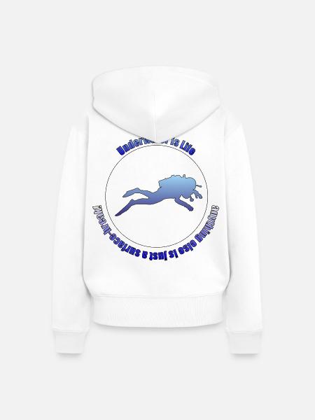 Underwater is Life - Frauen Premium Bio Zip Hoodie - Weiß