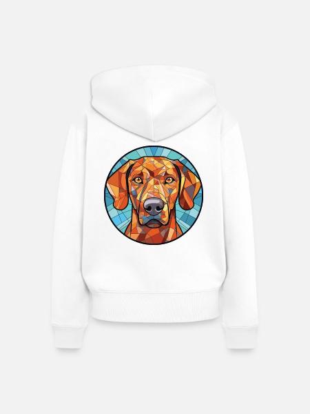 Rhodesian Ridgeback Hunderasse buntes Aquarell - Frauen Premium Bio Zip Hoodie - Weiß
