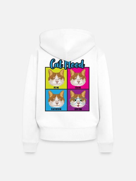 Cat Mood - Katzen Stimmungen Pop Art - Frauen Premium Bio Zip Hoodie - Weiß