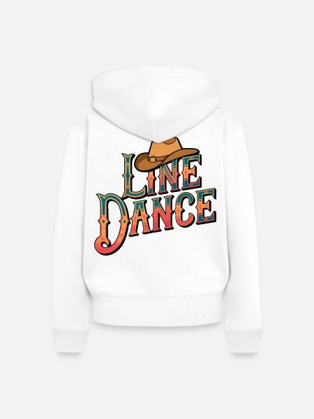 Line Dance Cowboy Hat - Frauen Premium Bio Zip Hoodie - Weiß