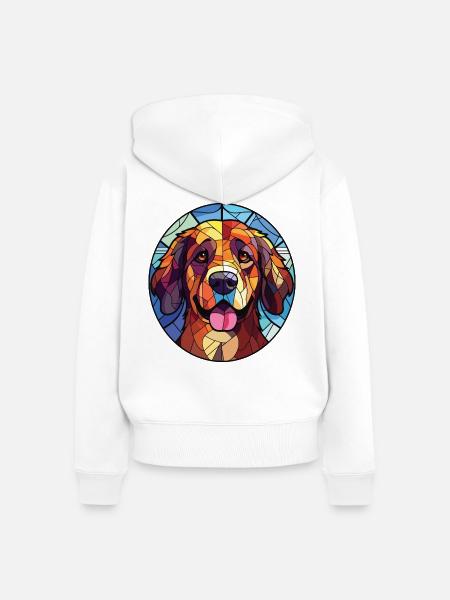Akbash Hund Aquarell Bunte Malerei - Frauen Premium Bio Zip Hoodie - Weiß