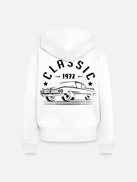 Geschenkidee - CLASSIC 1972. - Frauen Premium Bio Zip Hoodie - Weiß