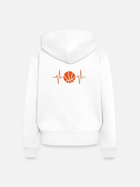 Heartbeat Basketball - Frauen Premium Bio Zip Hoodie - Weiß