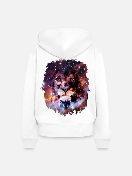 Löwe - Frauen Premium Bio Zip Hoodie - Weiß