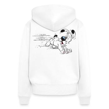 Asterix - Idefix hat es eilig - Frauen Premium Bio Zip Hoodie - Weiß - Hinten - AI Model Female 172 light (172cm)