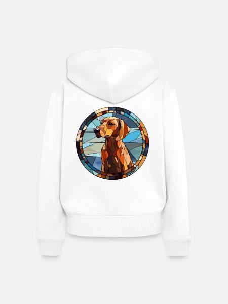 Braque du Bourbonnais Hunderasse Buntglas Colo - Frauen Premium Bio Zip Hoodie - Weiß