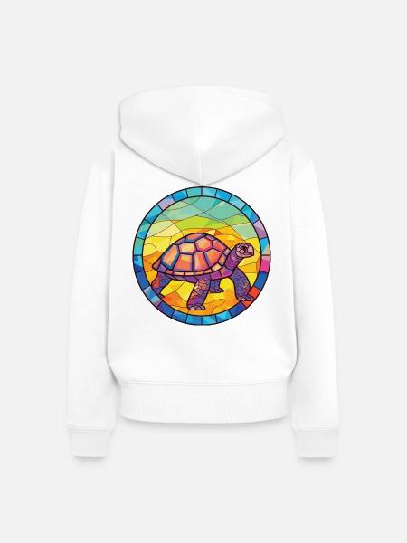 Bunte Aquarell-Tierillustration der Schildkröte - Frauen Premium Bio Zip Hoodie - Weiß