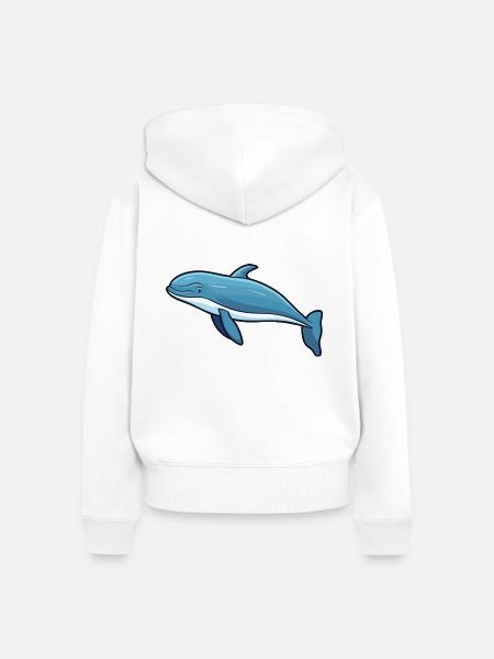 Buckelwal-Karikatur-Kawaii-Illustration - Frauen Premium Bio Zip Hoodie - Weiß