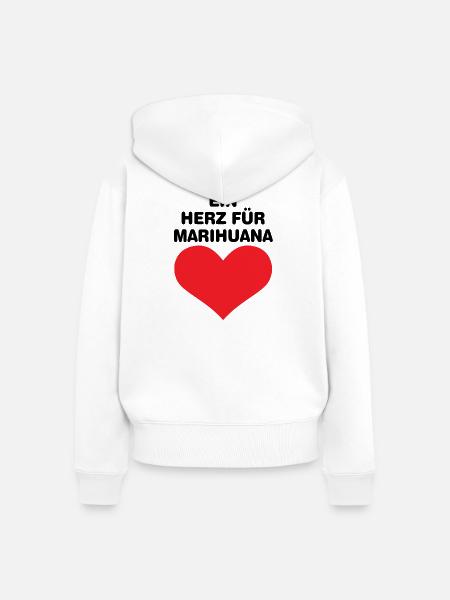 Ein Herz für Marihuana - Frauen Premium Bio Zip Hoodie - Weiß