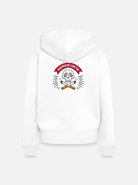 Raucher bis zum Tod - Frauen Premium Bio Zip Hoodie - Weiß