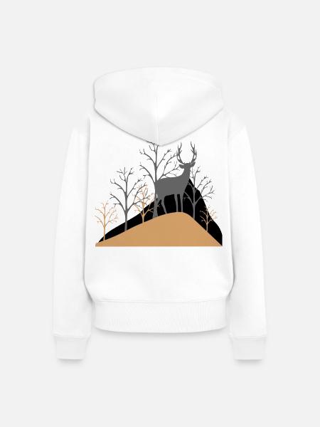 Hirsch im Wald - Frauen Premium Bio Zip Hoodie - Weiß