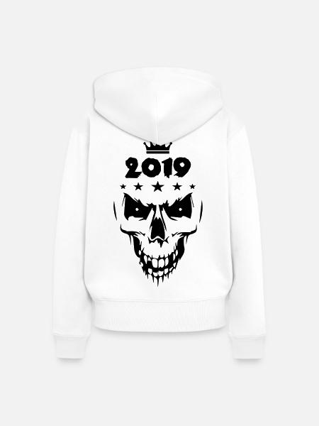 2019 Totenkopf - Frauen Premium Bio Zip Hoodie - Weiß