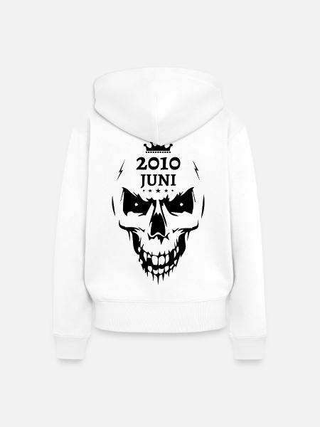 Juni 2010 Totenkopf - Frauen Premium Bio Zip Hoodie - Weiß